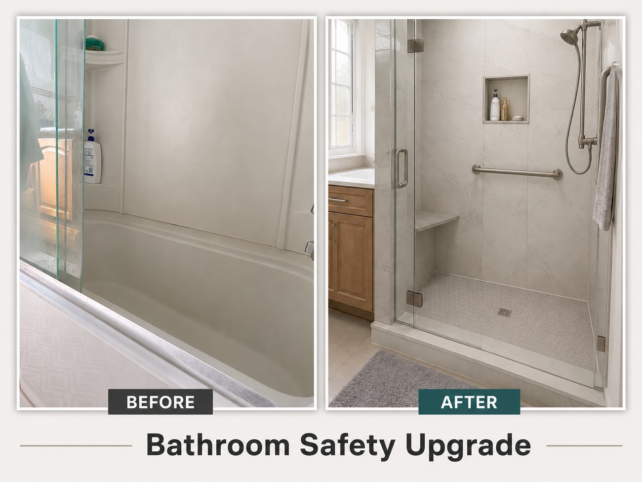 Bathroom safety before and after upgrade